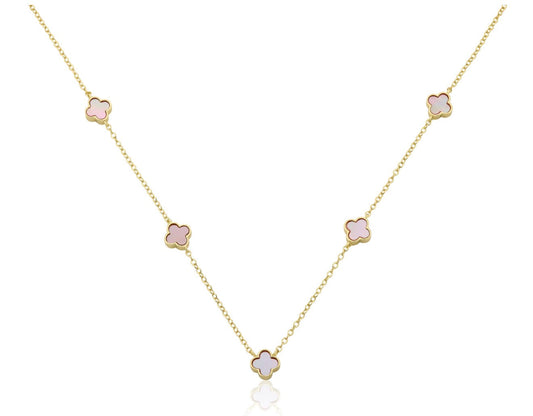 Girls Mother of Pearl Clover Necklace 