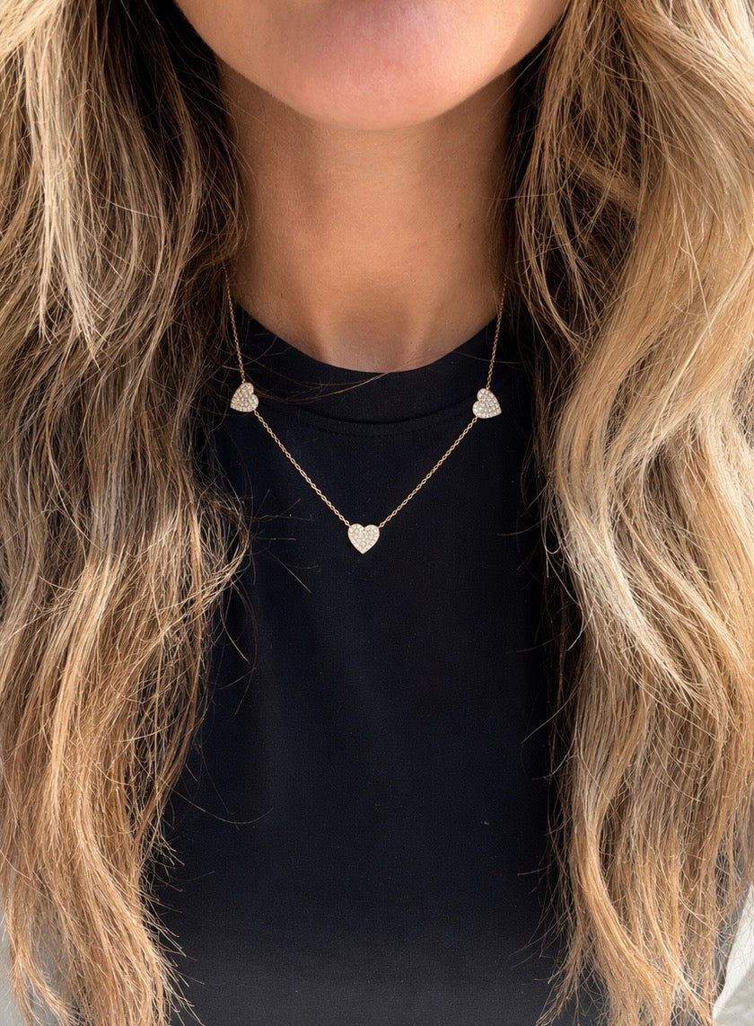 Pave Hearts Necklace 