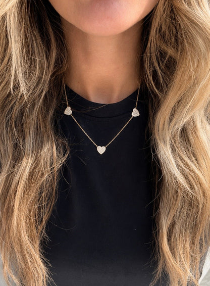 Pave Hearts Necklace 