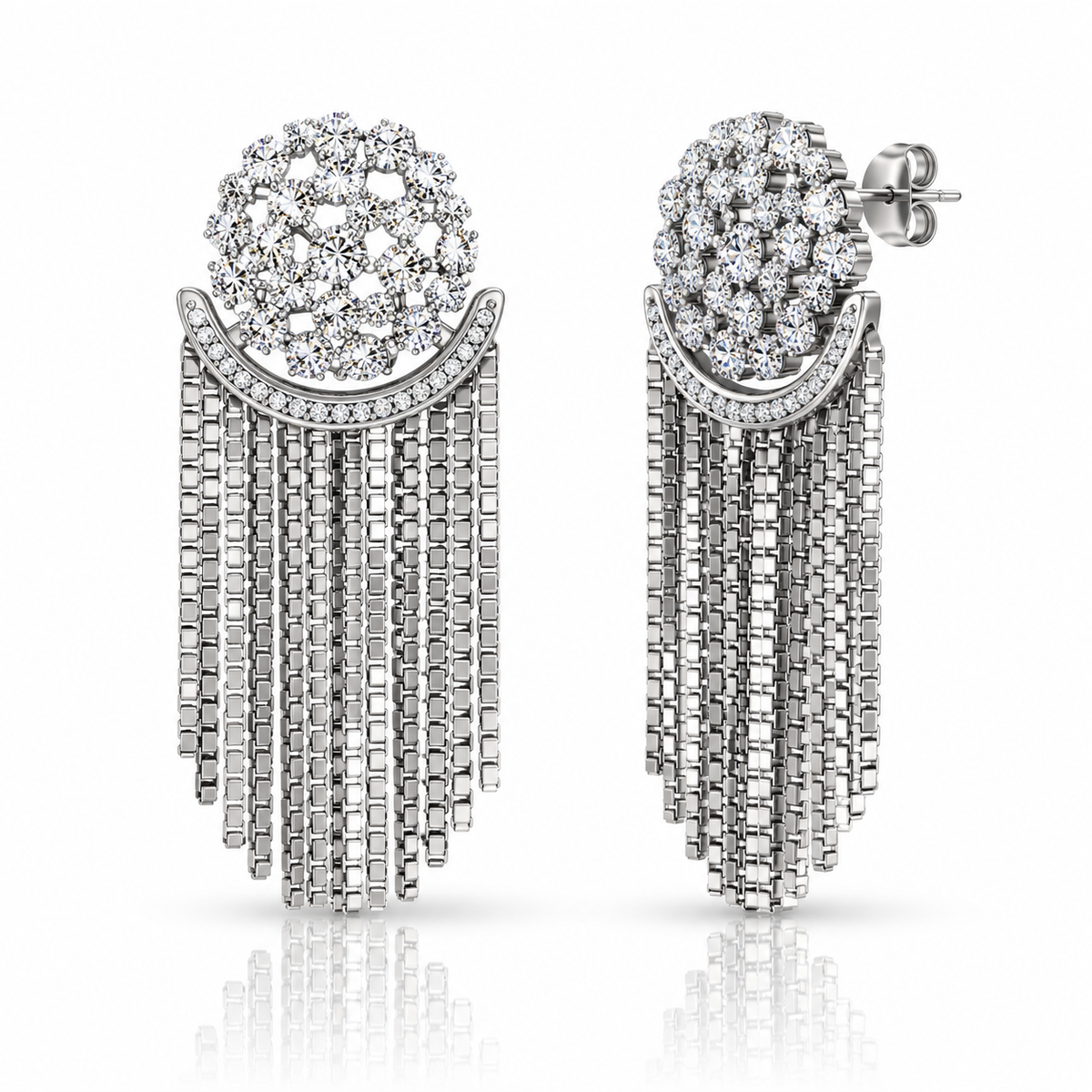 Diamond Drip Pavé Fringe Earrings