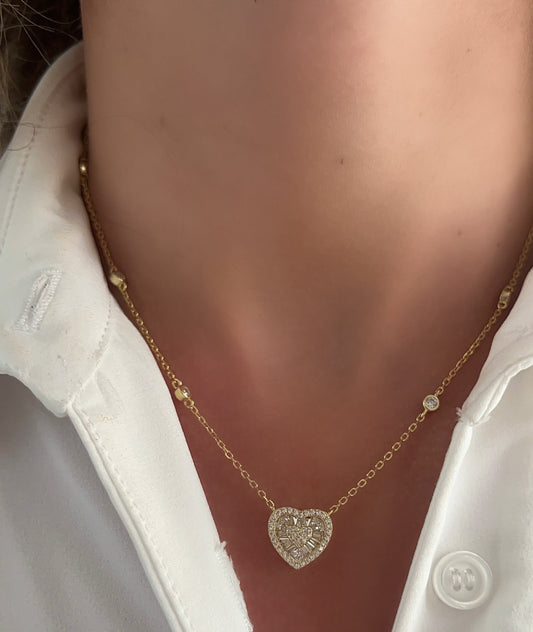 Baguette Heart Necklace 
