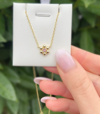 Girls Flower Stone Necklace 