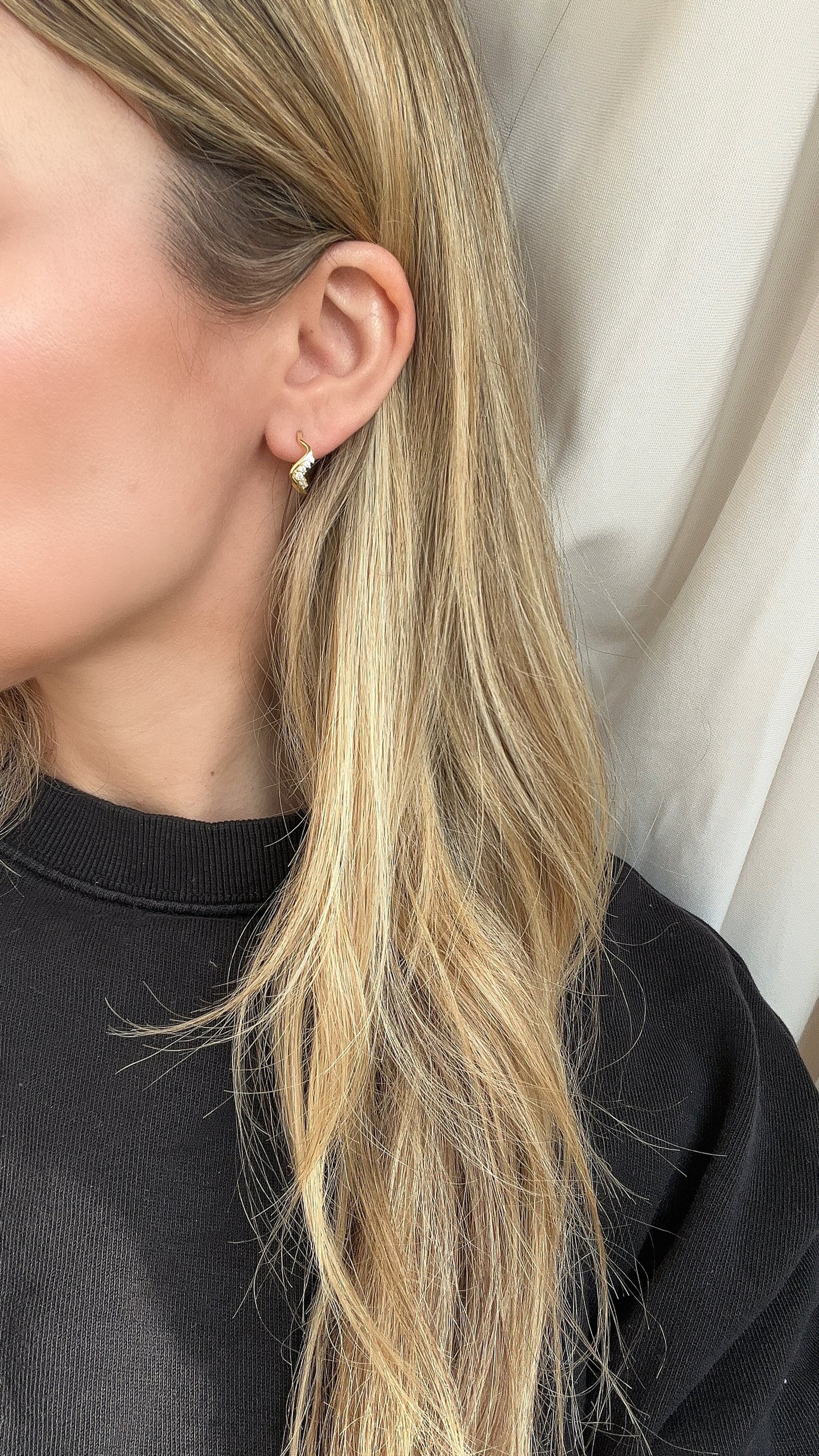 Diamond Curved Arc Earrings