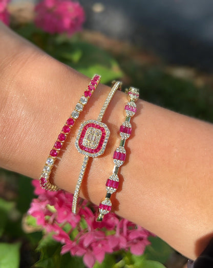 Pink Accent Oval Bangle 