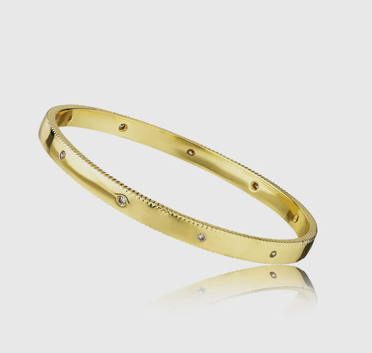 Gold Bangle with CZ Accents 