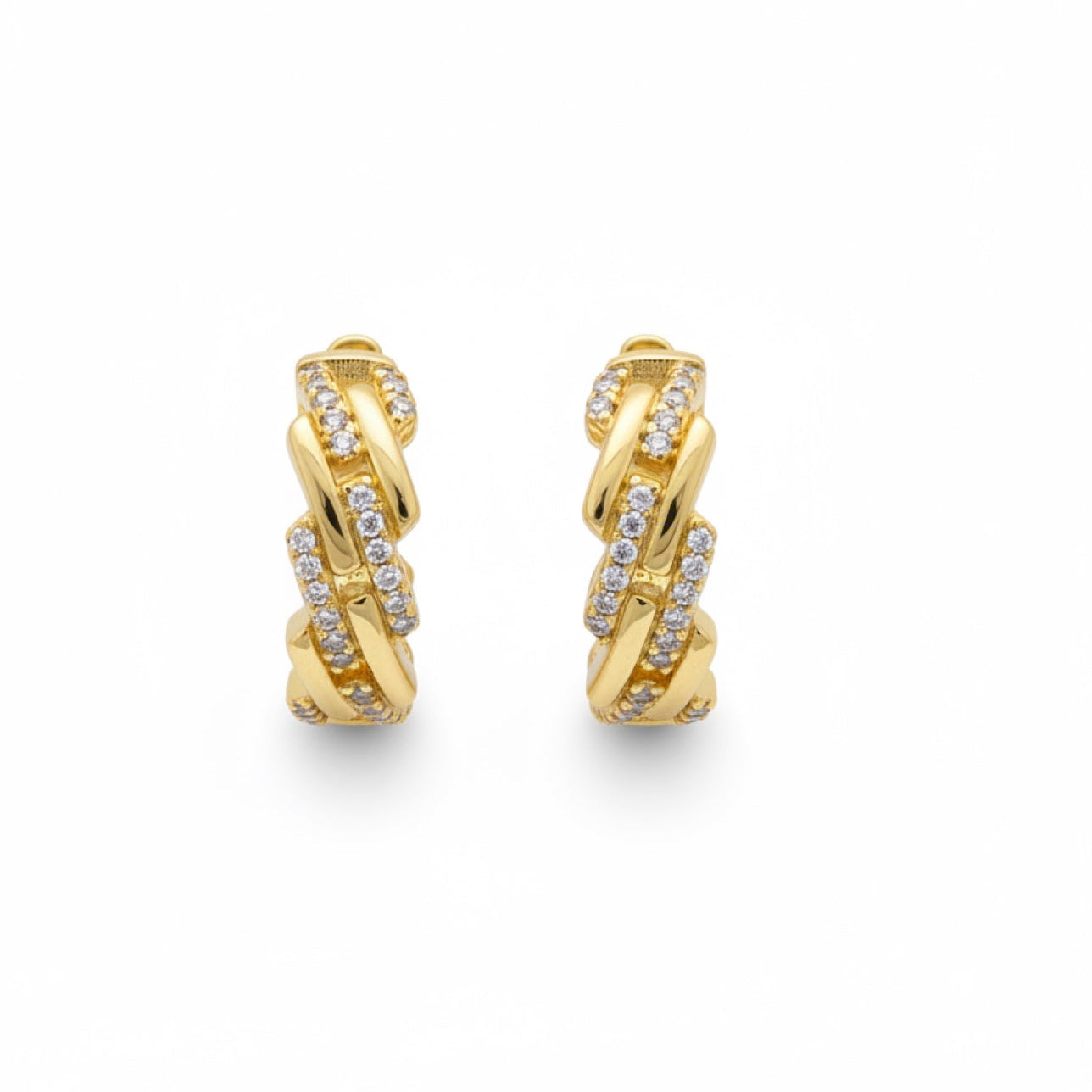 Pave Accent Edgy Huggies 