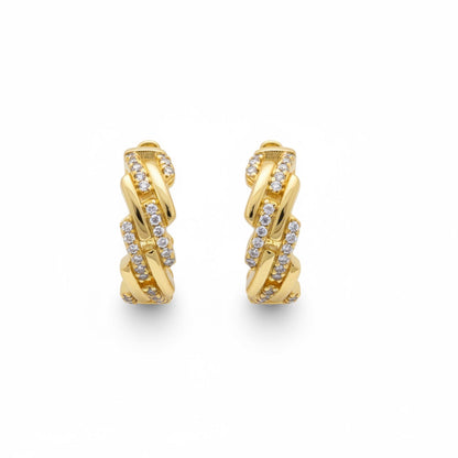 Pave Accent Edgy Huggies 