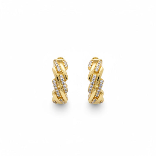 Pave Accent Edgy Huggies 