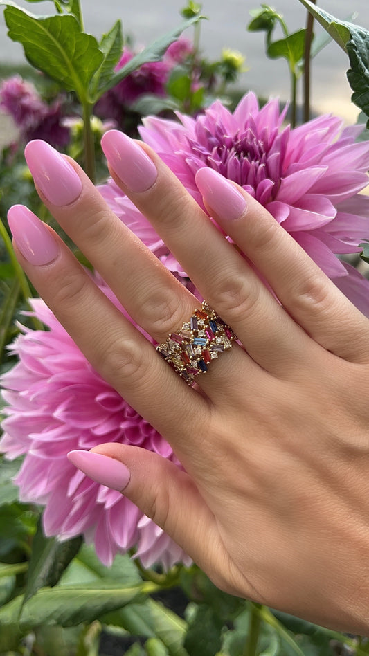 Rainbow Baguette Ring 