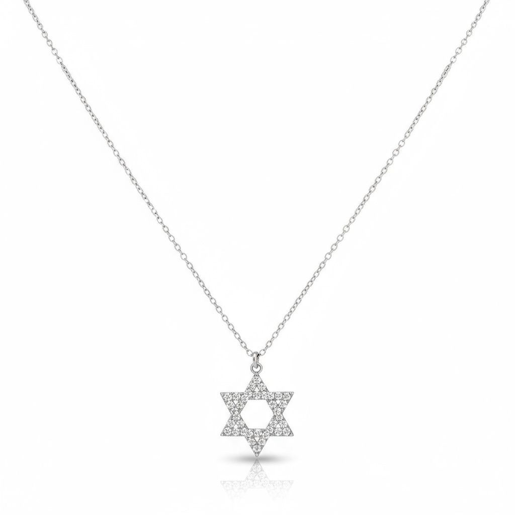 Pave Star of David Pendant Necklace 