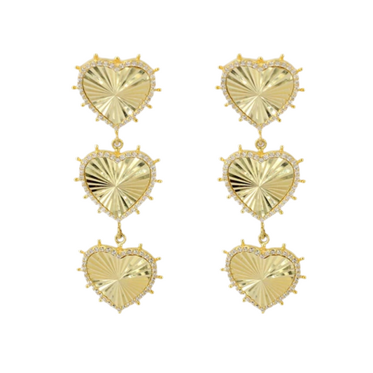 Fluted Hearts Dangle Earring 