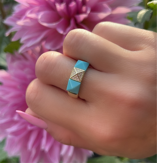 Pave Geometric Gem Ring