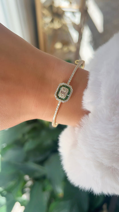 Emerald Cut Gemstone Bangle 