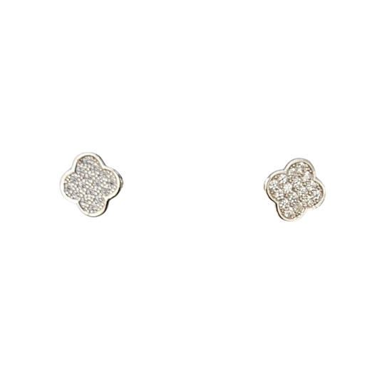 Small Pave Clover Stud 
