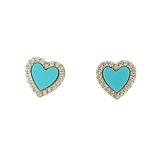 Mini Enamel Heart Stud 