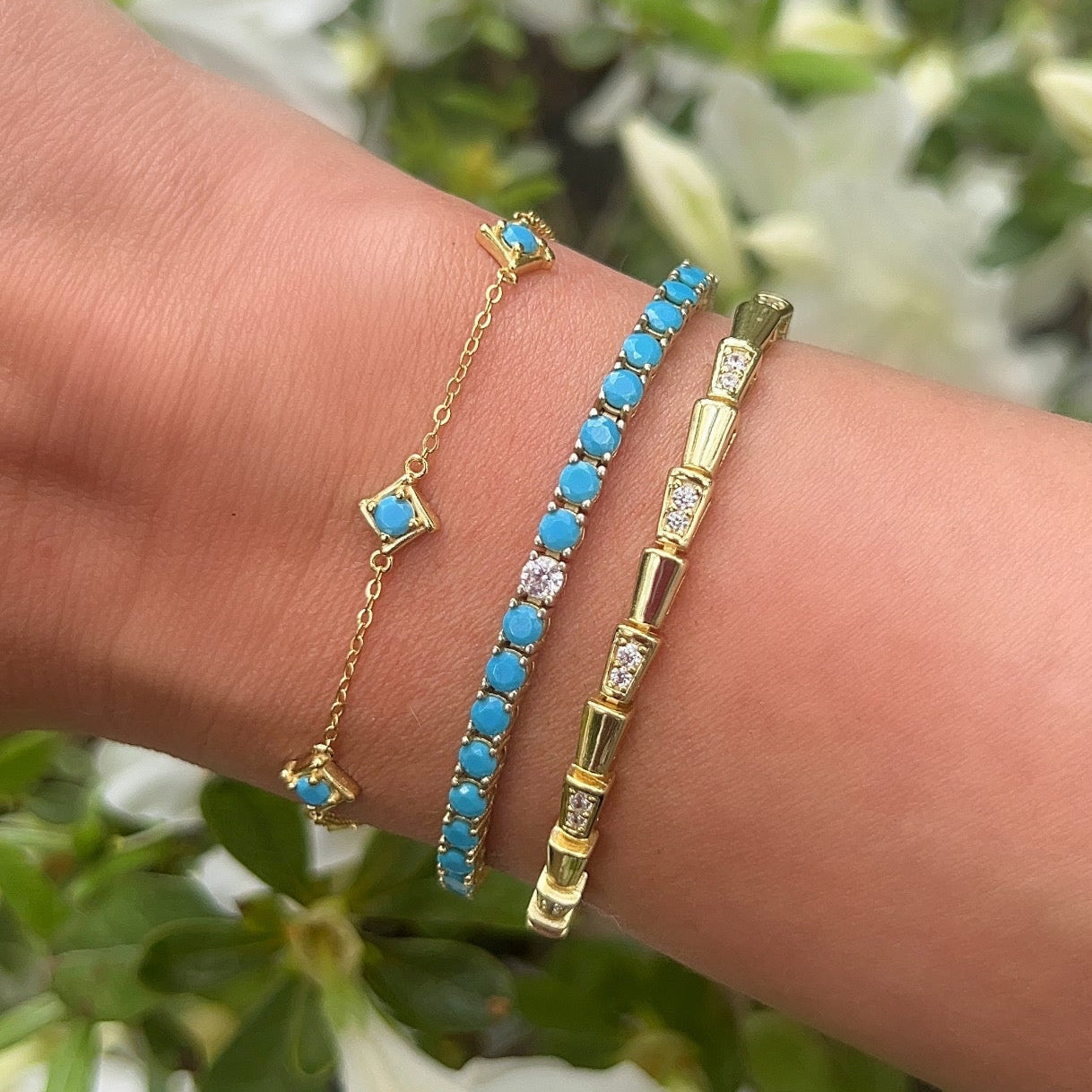 Turquoise Diamond Accent Tennis Bracelet 