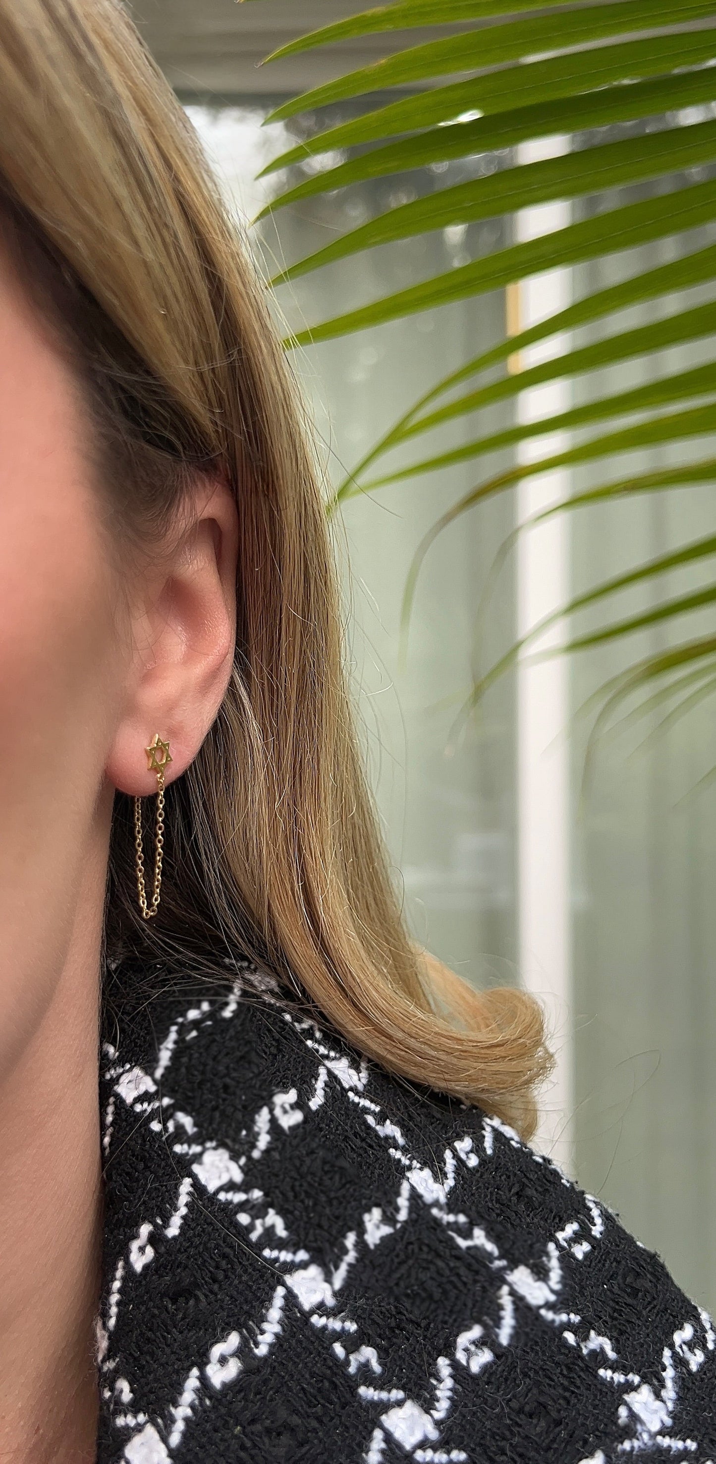 Star of David Chain Earrings 