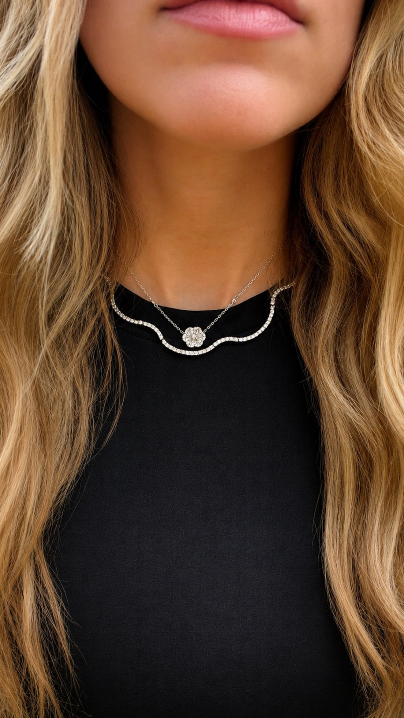 Wavy Tennis Necklace 