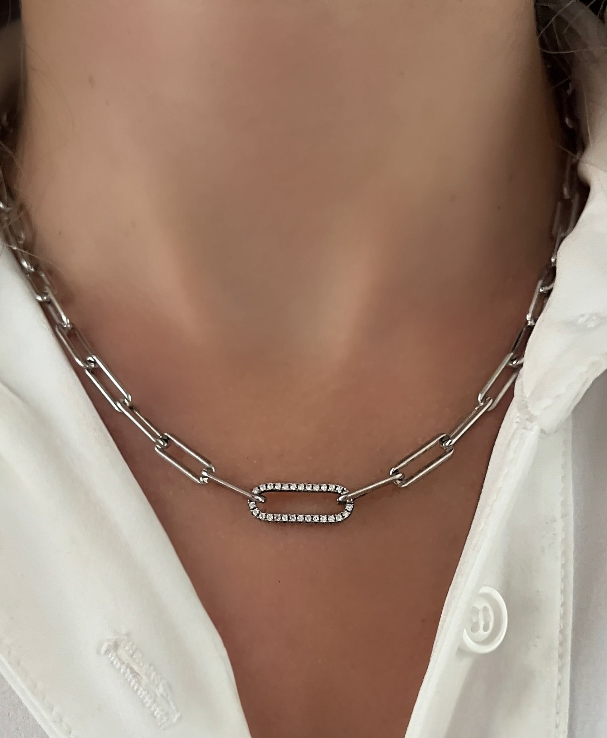 Sparkly Accent Paperclip Necklace 