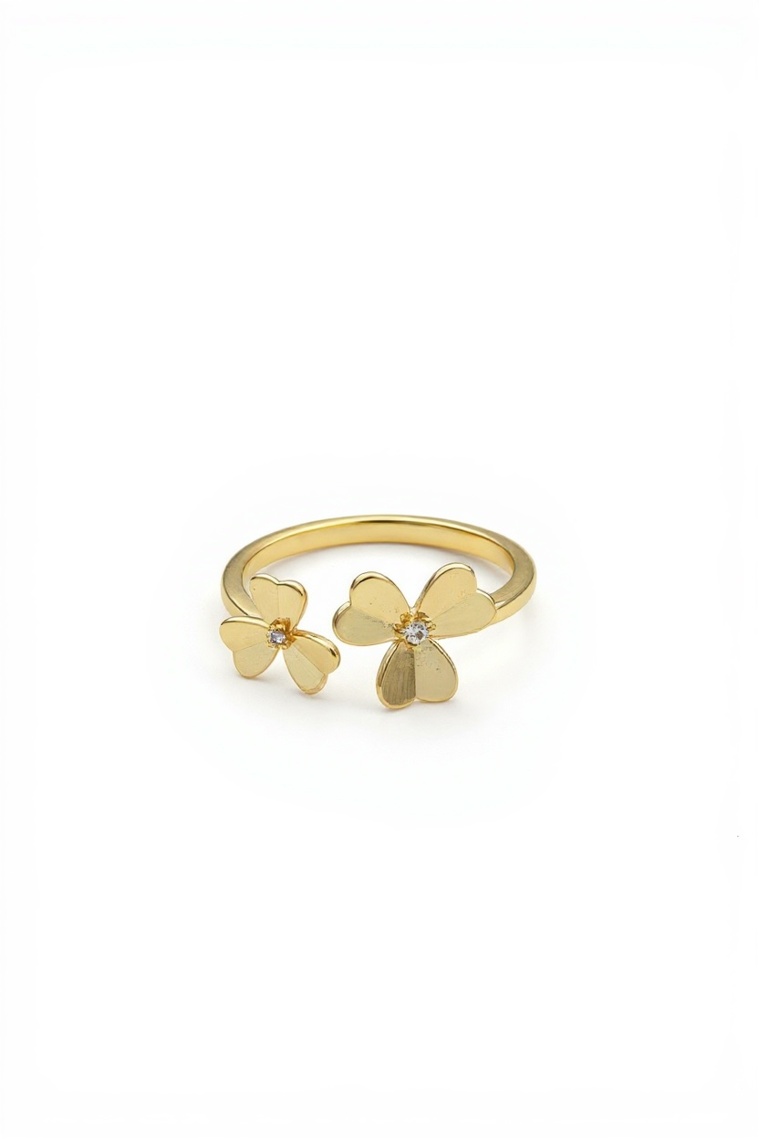 Dainty Double Flower Ring 