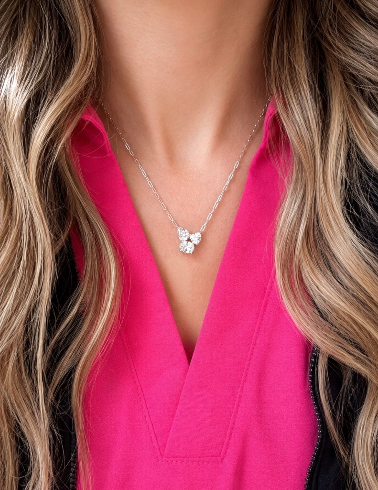 Multi Stone Paperclip Necklace 