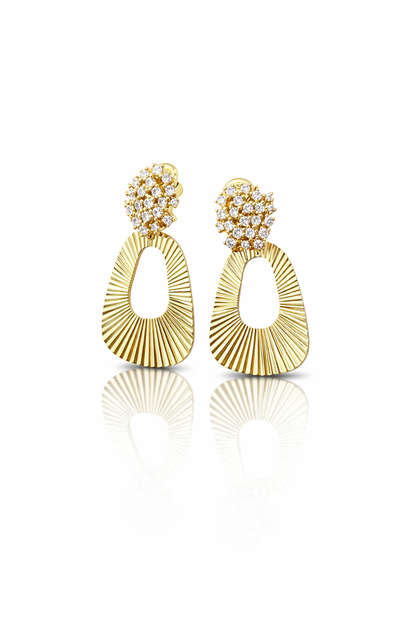 Fluted Sunburst Glitz Earrings 