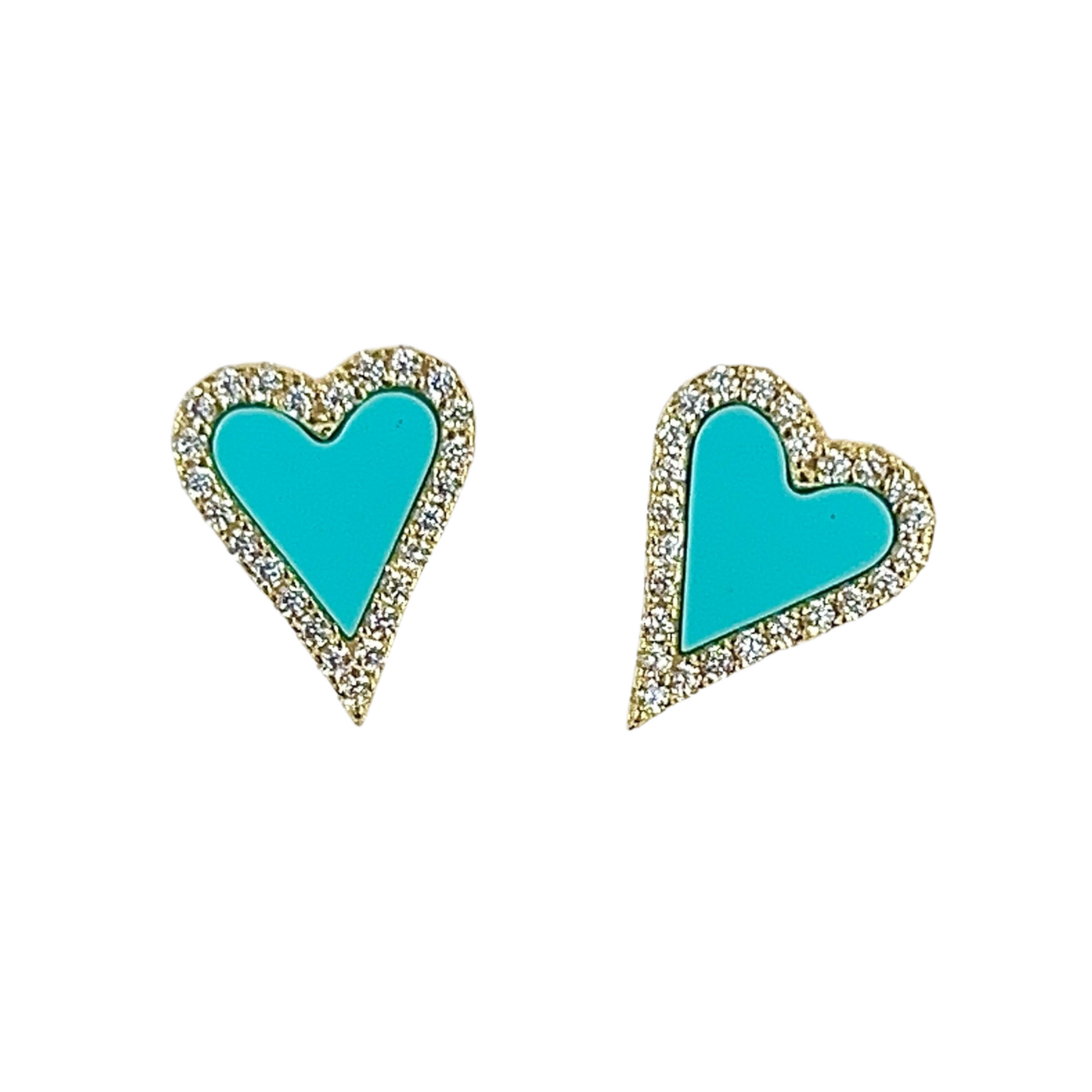 Elongated Enamel Heart Stud 