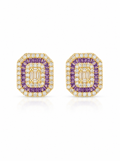 Baguette Halo Studs