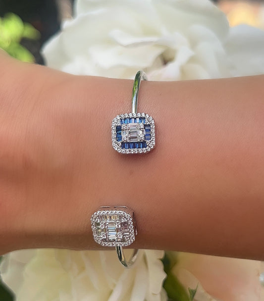 Double Baguette Open Bangle 