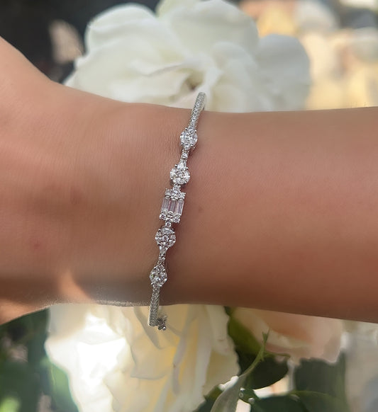 Mixed Stone Baguette Bangle 