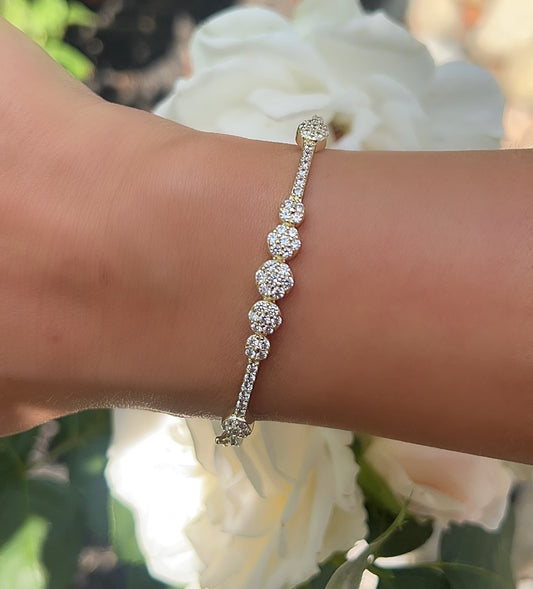 Pave Flower Accent Bangle 