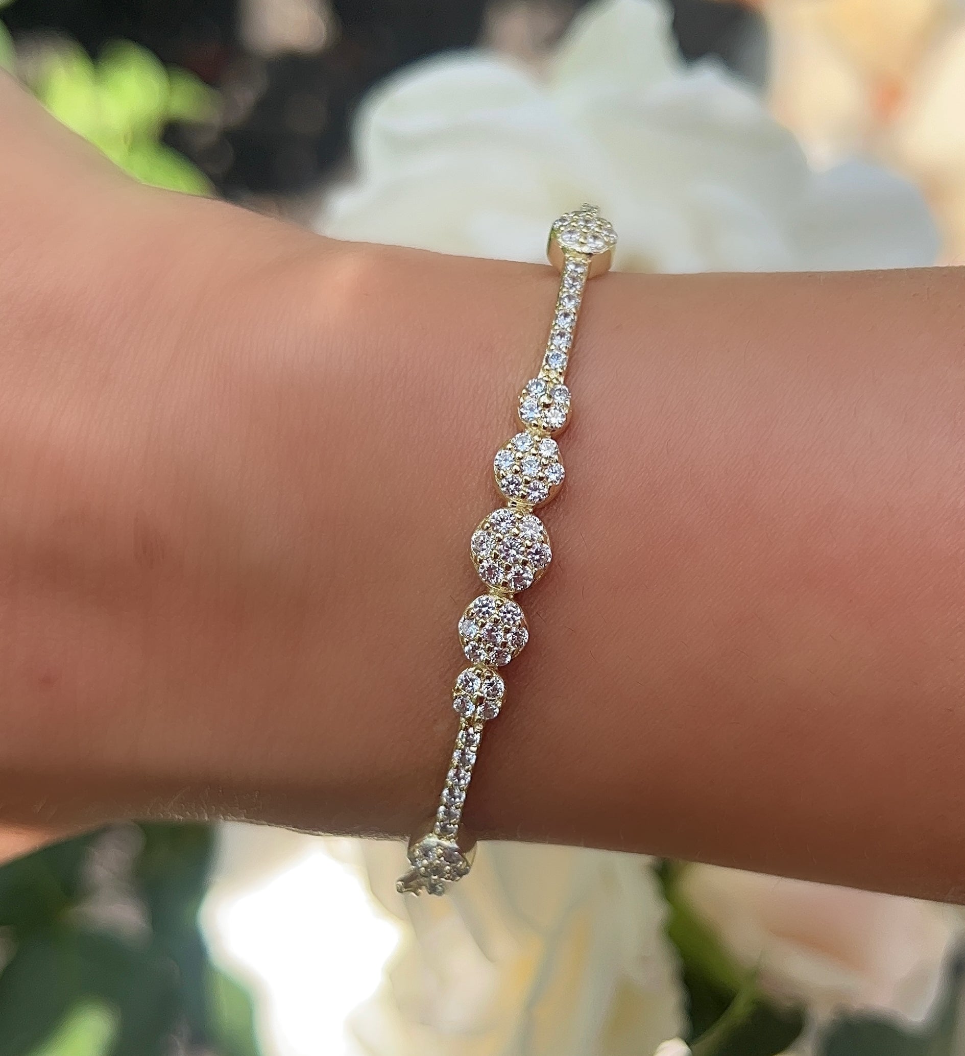 Pave Flower Accent Bangle 