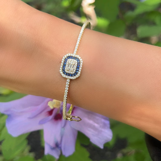 Emerald Cut Gemstone Bangle 