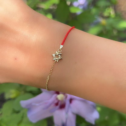 Red String Mini Star of David Bracelet 