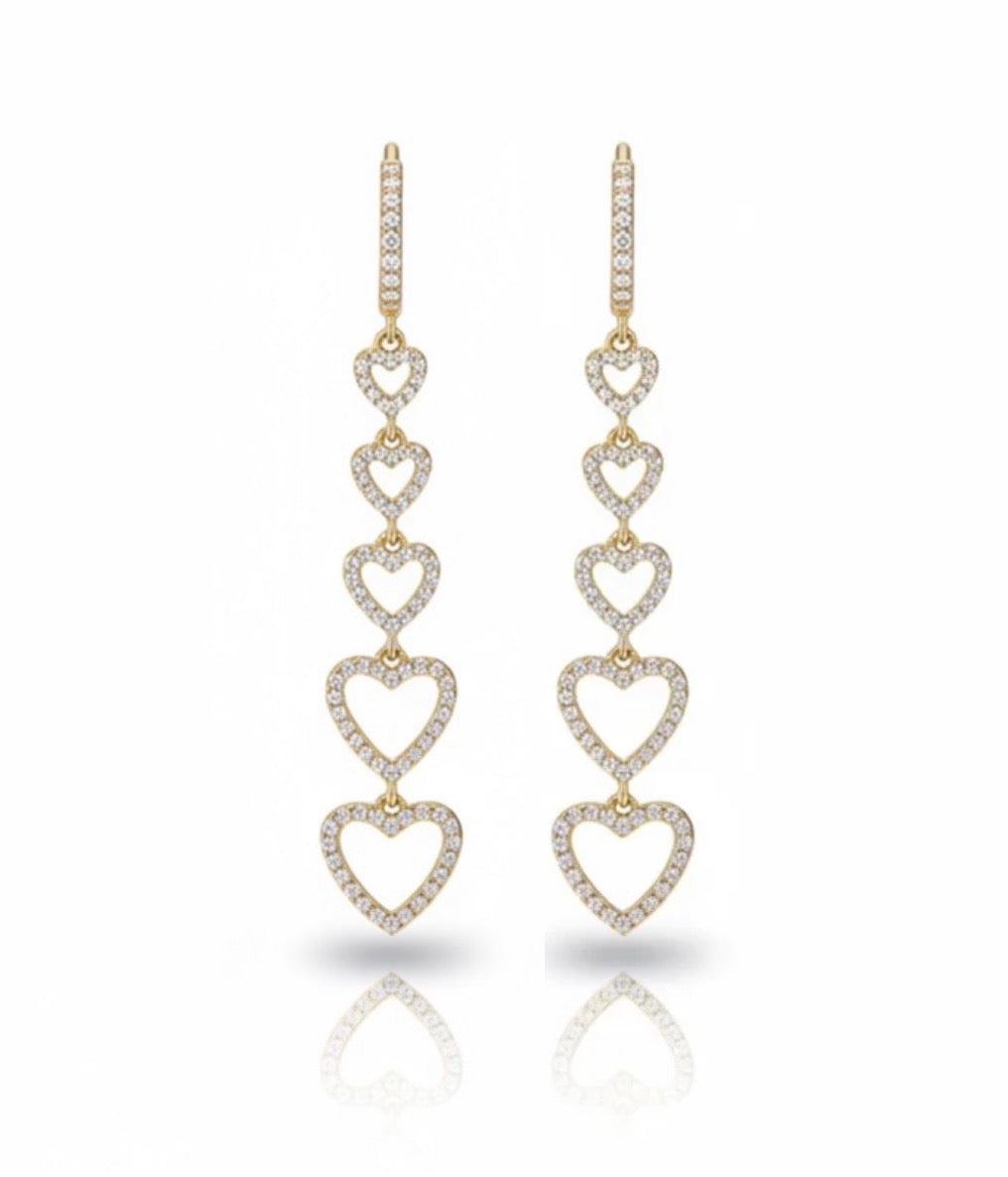 Multi Pave Heart Huggies 