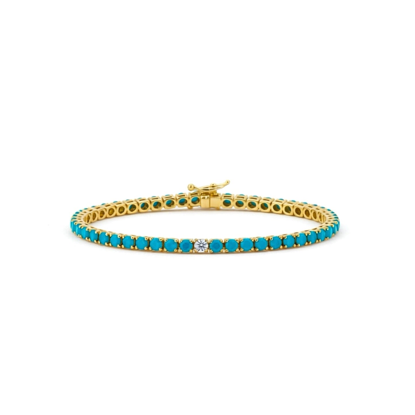 Turquoise Diamond Accent Tennis Bracelet 