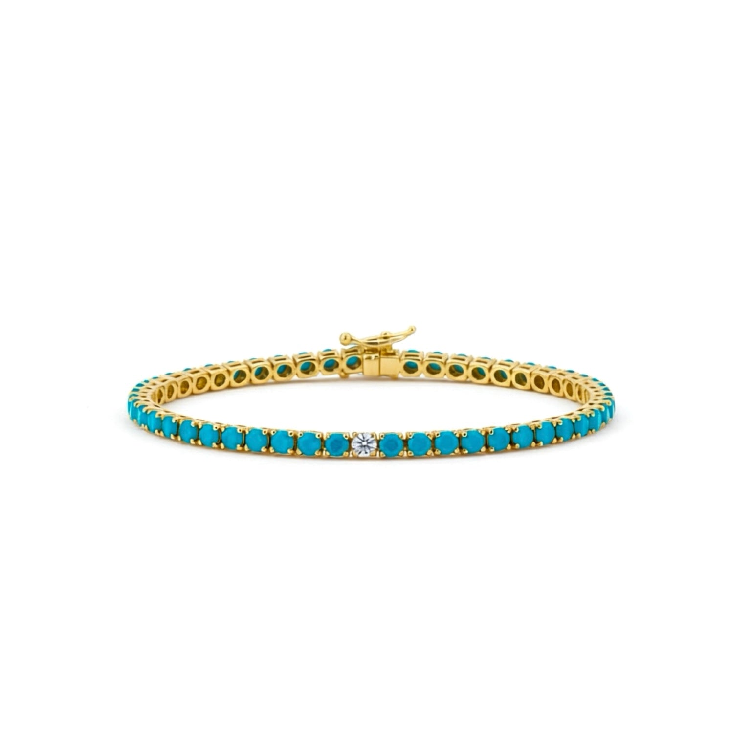 Turquoise Diamond Accent Tennis Bracelet 