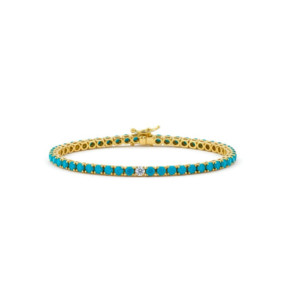 Turquoise Diamond Accent Tennis Bracelet 
