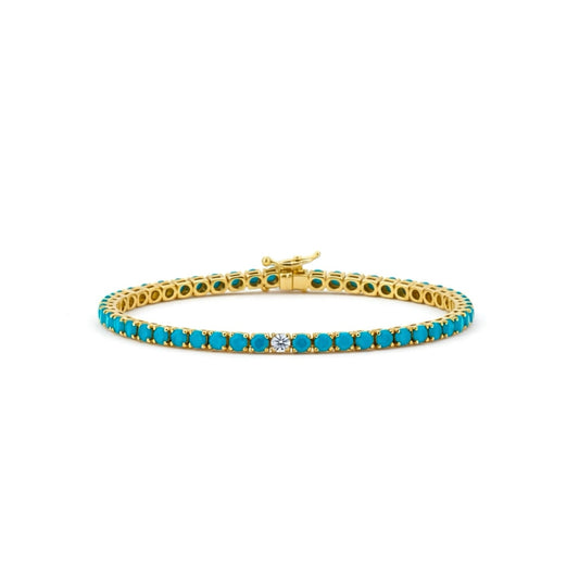 Turquoise Diamond Accent Tennis Bracelet 