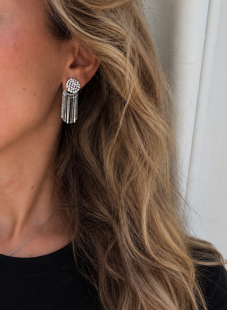 Diamond Drip Pavé Fringe Earrings 