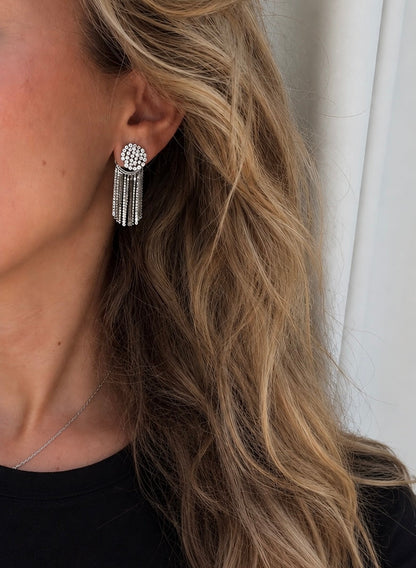Diamond Drip Pavé Fringe Earrings 