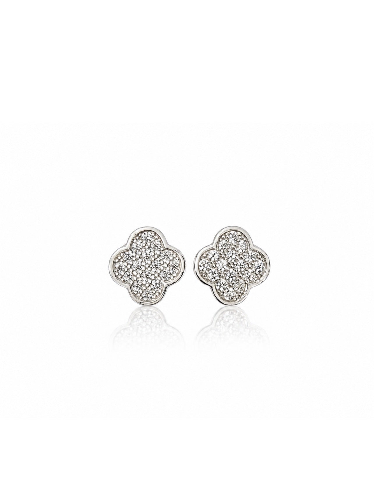 Small Pave Clover Stud 