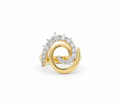 Pave Gold Swirl Ring 