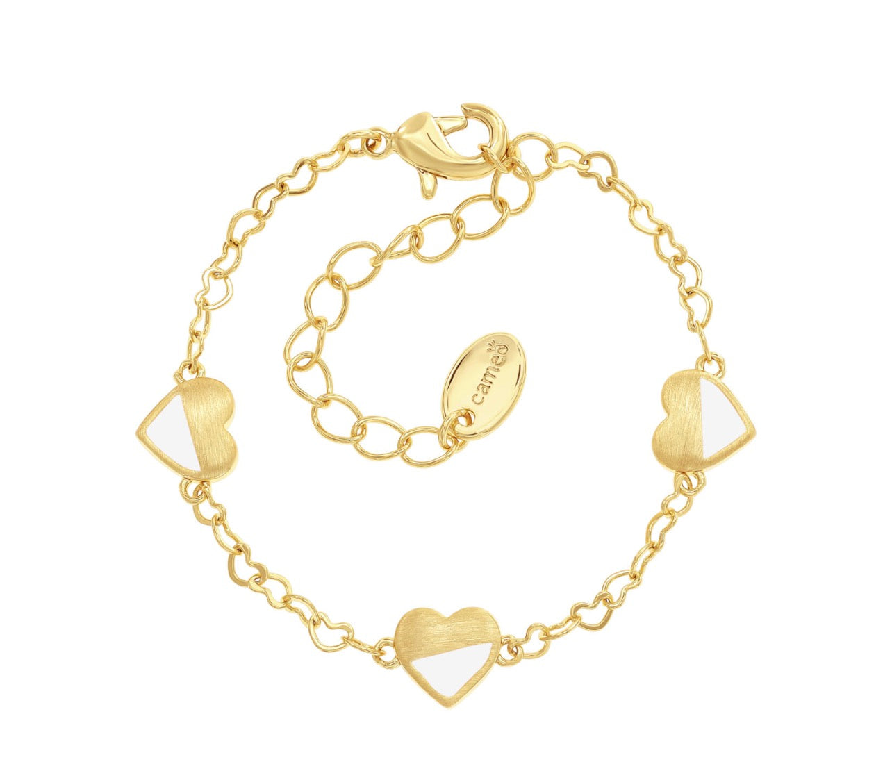 Brushed Gold and Enamel Heart Bracelet 
