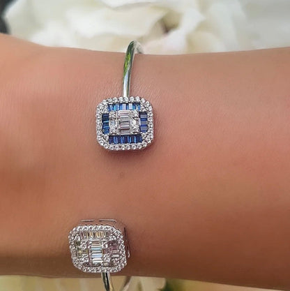 Double Baguette Open Bangle 
