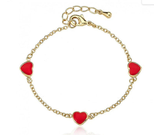Red Hearts Girls Bracelet 