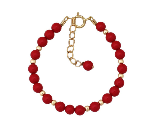 Red and Gold Beaded Bracelet 