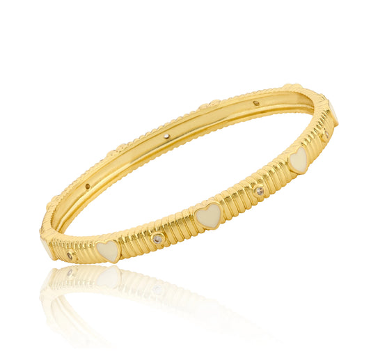 White Enamel Heart Bangle