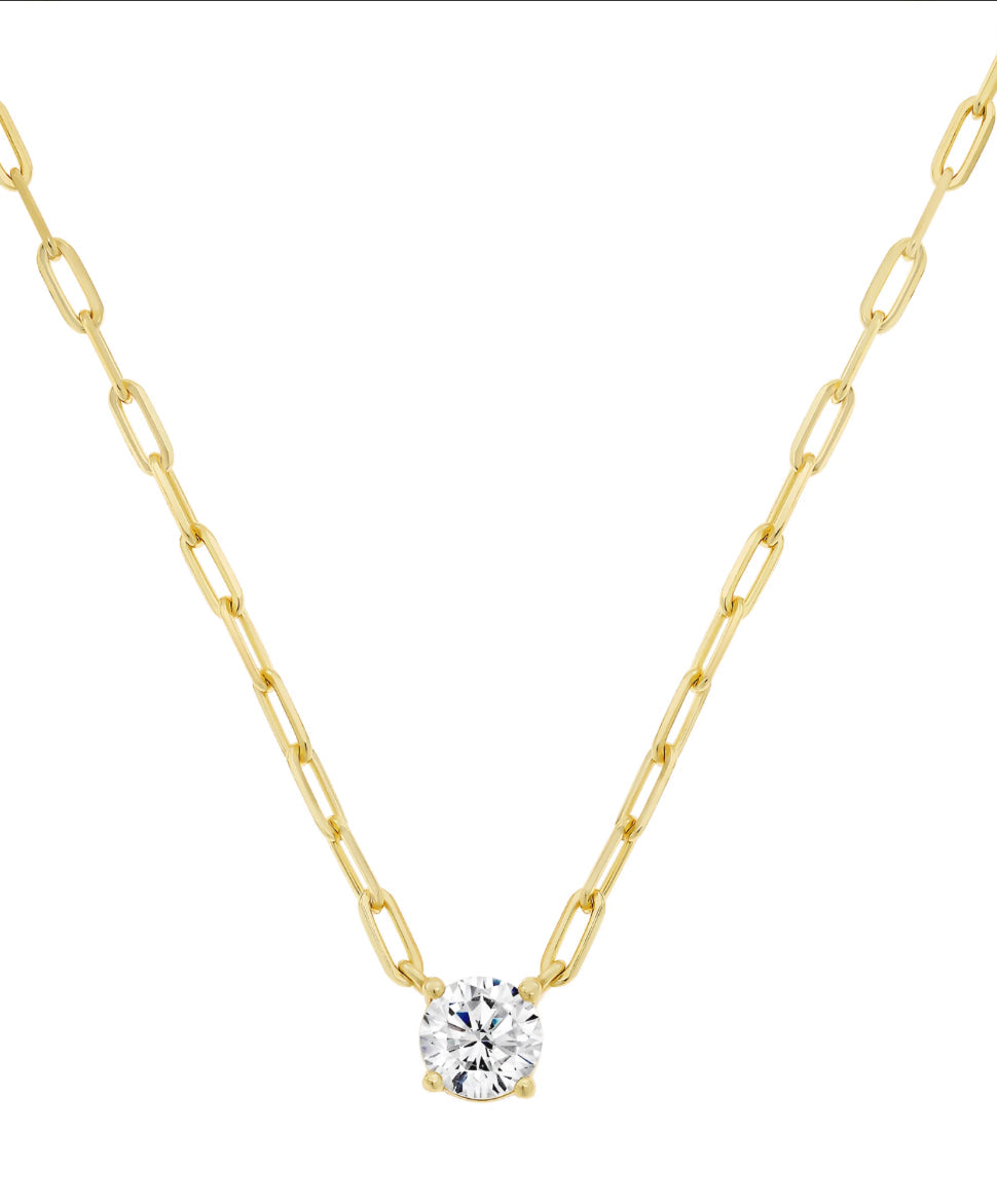 Solitaire Paperclip Necklace 