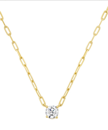 Solitaire Paperclip Necklace 